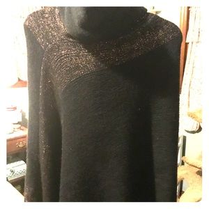 Black Poncho, Copper Sparkle Trim, New in Package